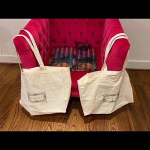 2 Gucci Linen Gift bags/tote bags & 2 gift bags